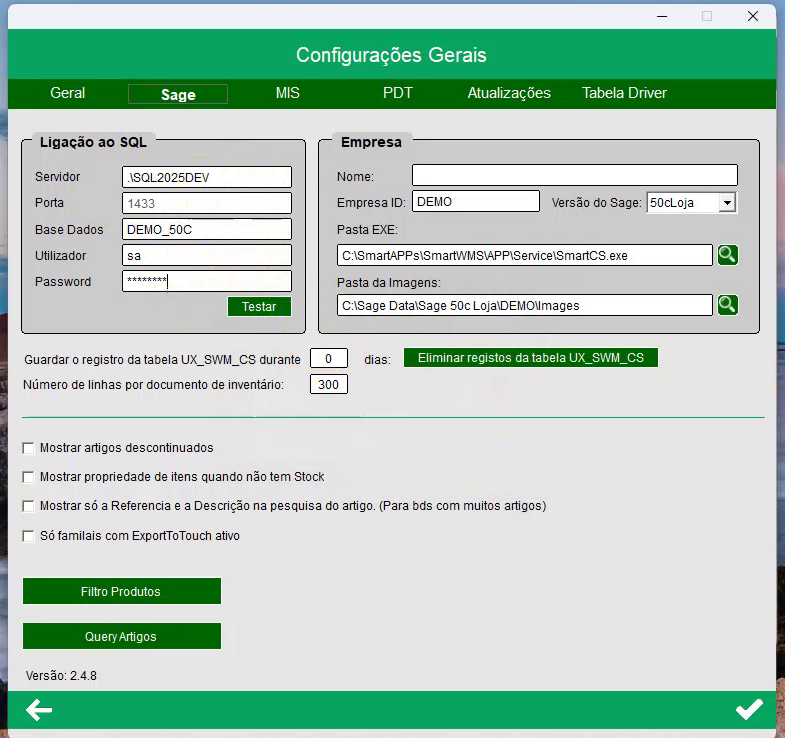 Configura&ccedil;&atilde;o Sage