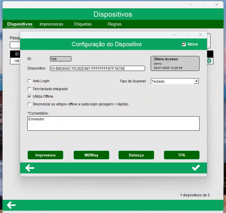 Configura&ccedil;&atilde;o do dispositivo