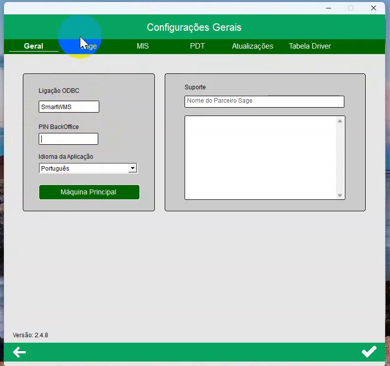 Configura&ccedil;&otilde;es gerais