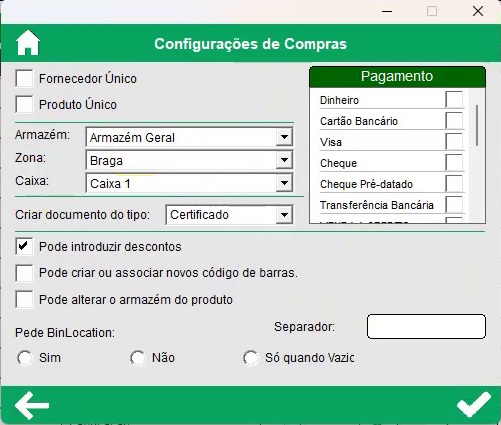Par&acirc;metros gerais do m&oacute;dulo de Compras