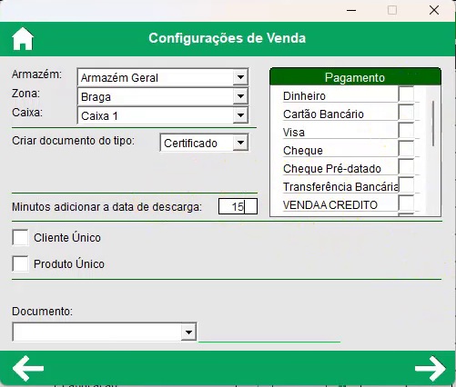 Par&acirc;metros gerais e pagamentos do m&oacute;dulo de Vendas