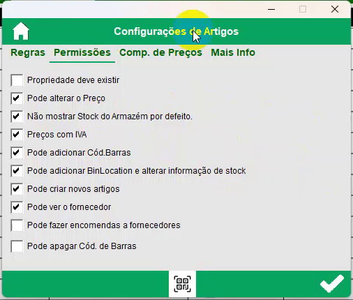 Permiss&otilde;es do m&oacute;dulo Artigos
