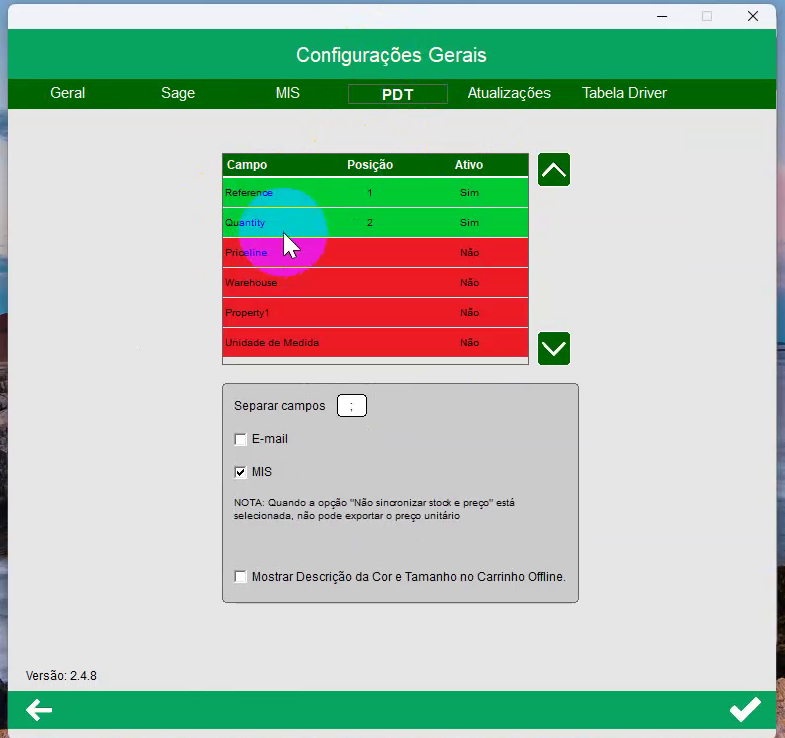 Configura&ccedil;&atilde;o PDT